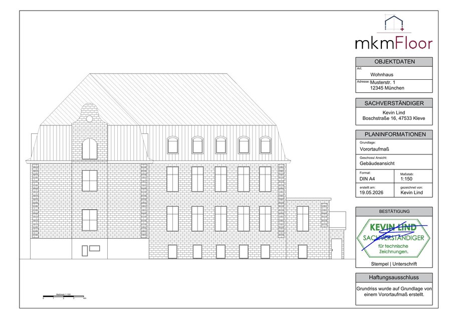 Ansicht und Schnitt Mehrfamilienhaus